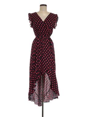 Grecerelle Black and Red Polka Dot High-Low Wrap Dress XXL